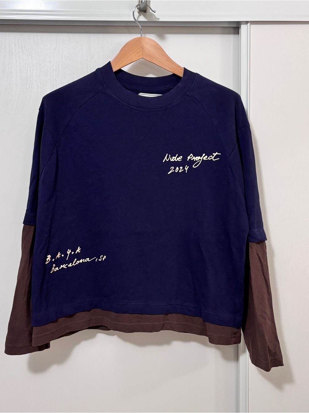 Nude Project Shirt Size L Y2K Streetwear Baggy Oversized Layered Blue Brown